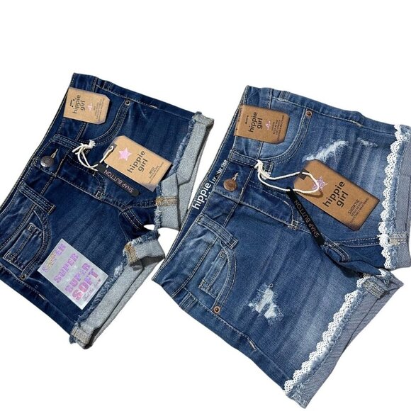 Hippie Girl Size 4 Snap Button Stretch Adjustable Waist Jean Shorts 2-Pairs ~NWT - Picture 2 of 7